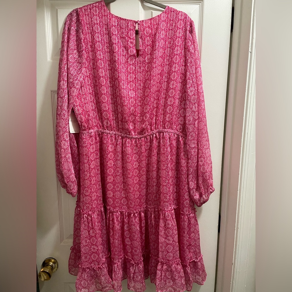 NWT Skies Are Blue Patterned Ruffle Mini in Hyper Pink Size 1X - Picture 4 of 8